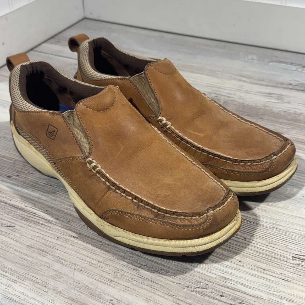Sperry Top Sider 0876323 Men's Slip on Casual Leather Loafer Shoe Beige Size 12M